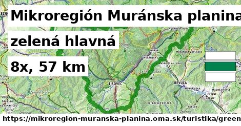 Mikroregión Muránska planina Turistické trasy zelená hlavná