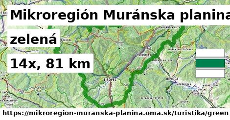 Mikroregión Muránska planina Turistické trasy zelená 