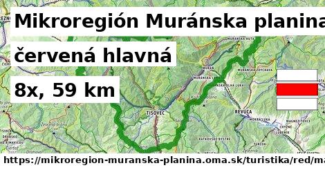 Mikroregión Muránska planina Turistické trasy červená hlavná