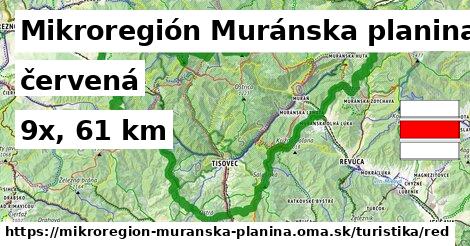 Mikroregión Muránska planina Turistické trasy červená 