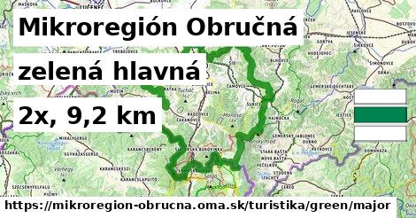 Mikroregión Obručná Turistické trasy zelená hlavná