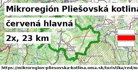 Mikroregión Pliešovská kotlina Turistické trasy červená hlavná