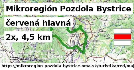 Mikroregión Pozdola Bystrice Turistické trasy červená hlavná