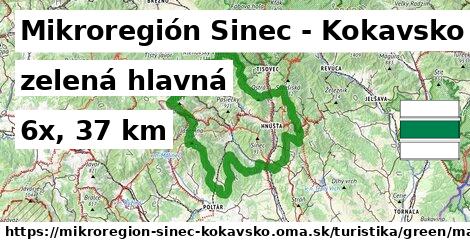 Mikroregión Sinec - Kokavsko Turistické trasy zelená hlavná