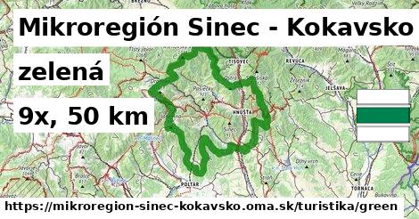 Mikroregión Sinec - Kokavsko Turistické trasy zelená 