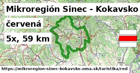 Mikroregión Sinec - Kokavsko Turistické trasy červená 