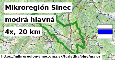 Mikroregión Sinec Turistické trasy modrá hlavná