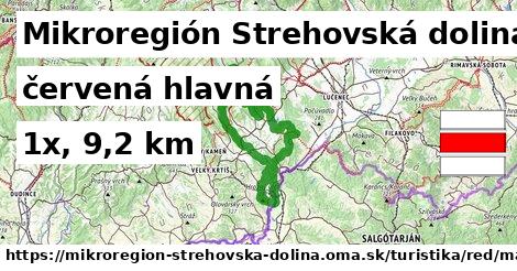 Mikroregión Strehovská dolina Turistické trasy červená hlavná