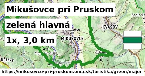 Mikušovce pri Pruskom Turistické trasy zelená hlavná