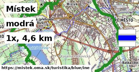 Místek Turistické trasy modrá iná
