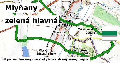 Mlyňany Turistické trasy zelená hlavná