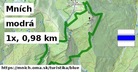 Mních Turistické trasy modrá 