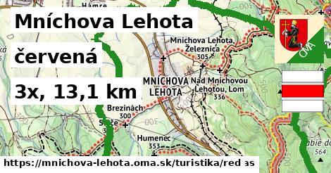 Mníchova Lehota Turistické trasy červená 
