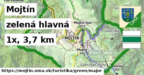 Mojtín Turistické trasy zelená hlavná