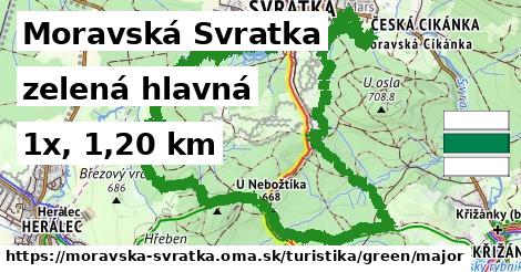 Moravská Svratka Turistické trasy zelená hlavná