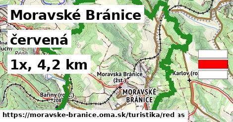 Moravské Bránice Turistické trasy červená 