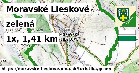 Moravské Lieskové Turistické trasy zelená 