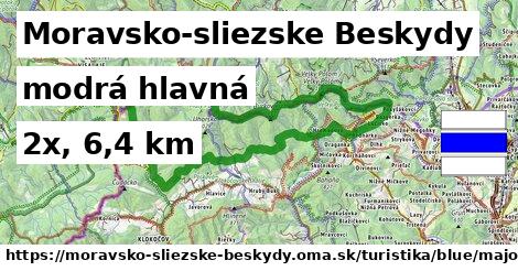 Moravsko-sliezske Beskydy Turistické trasy modrá hlavná