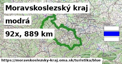 Moravskoslezský kraj Turistické trasy modrá 