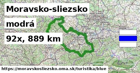 Moravsko-sliezsko Turistické trasy modrá 