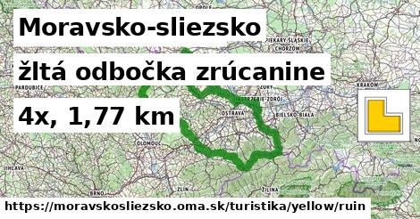 Moravsko-sliezsko Turistické trasy žltá odbočka zrúcanine