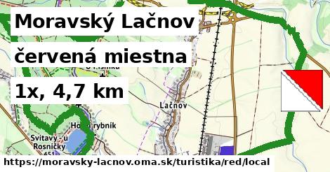 Moravský Lačnov Turistické trasy červená miestna