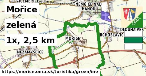 Mořice Turistické trasy zelená iná