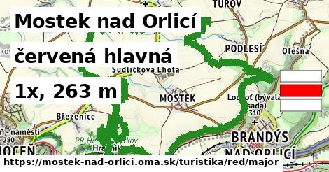 Mostek nad Orlicí Turistické trasy červená hlavná