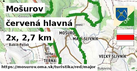 Mošurov Turistické trasy červená hlavná