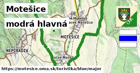 Motešice Turistické trasy modrá hlavná