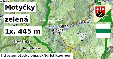 Motyčky Turistické trasy zelená 