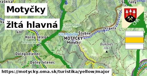 Motyčky Turistické trasy žltá hlavná