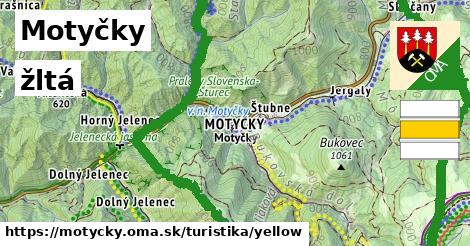 Motyčky Turistické trasy žltá 