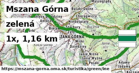 Mszana Górna Turistické trasy zelená iná