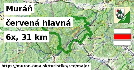 Muráň Turistické trasy červená hlavná