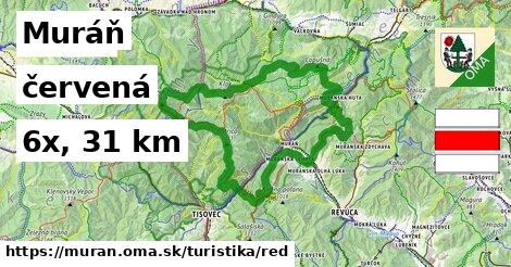 Muráň Turistické trasy červená 