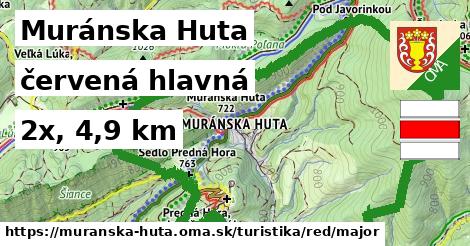 Muránska Huta Turistické trasy červená hlavná