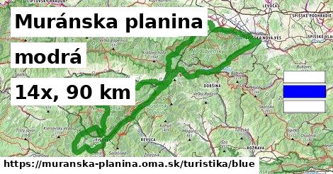 Muránska planina Turistické trasy modrá 