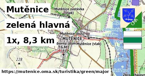 Mutěnice Turistické trasy zelená hlavná
