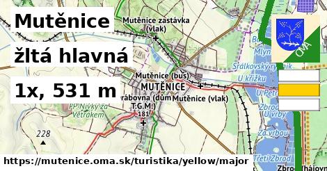 Mutěnice Turistické trasy žltá hlavná