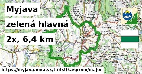 Myjava Turistické trasy zelená hlavná