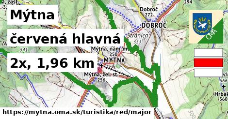 Mýtna Turistické trasy červená hlavná