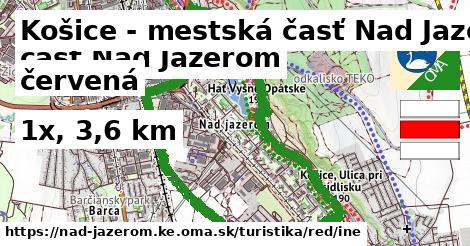 Košice - mestská časť Nad Jazerom Turistické trasy červená iná