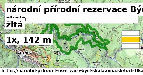 národní přírodní rezervace Býčí skála Turistické trasy žltá 