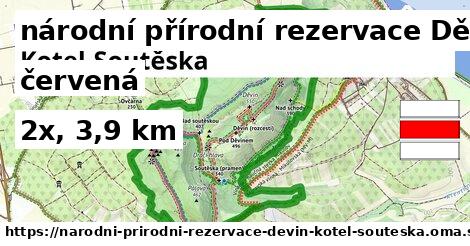 národní přírodní rezervace Děvín-Kotel-Soutěska Turistické trasy červená 