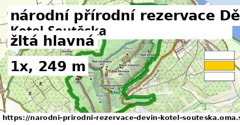 národní přírodní rezervace Děvín-Kotel-Soutěska Turistické trasy žltá hlavná