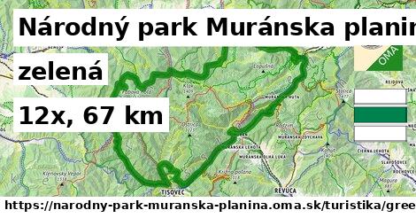 Národný park Muránska planina Turistické trasy zelená 