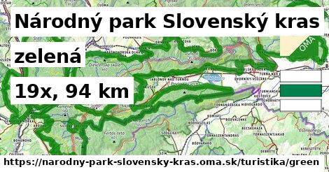Národný park Slovenský kras Turistické trasy zelená 