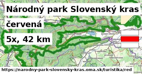 Národný park Slovenský kras Turistické trasy červená 