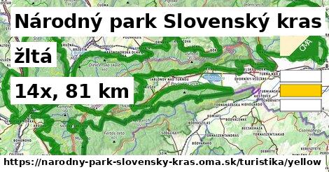 Národný park Slovenský kras Turistické trasy žltá 